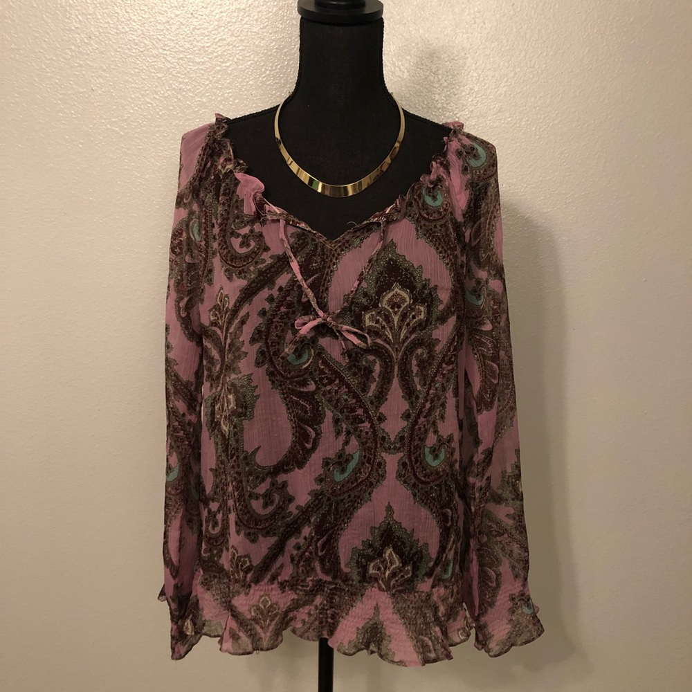 Jewel tone peasant shirt **FREE NECKLACE INCLUDED*
